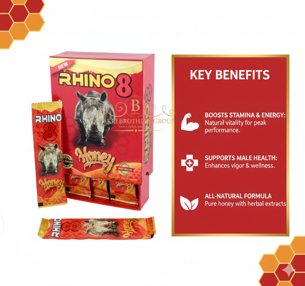Rhino 8 Honey Male Enhancement Supplement – 12 Sachets (15g Each)