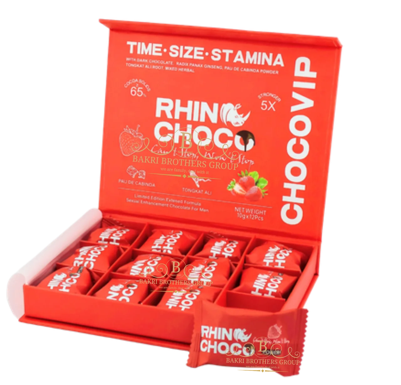 Rhino Choco VIP – Strawberry, Chocolate & Blueberry | Case of 12 Boxes