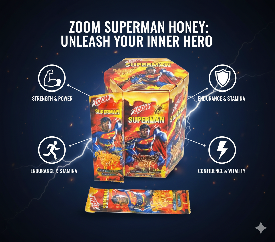 Superman Honey Zoom | Natural Energy & Wellness Boost | Powerful Daily Support | 24 Sachets Box