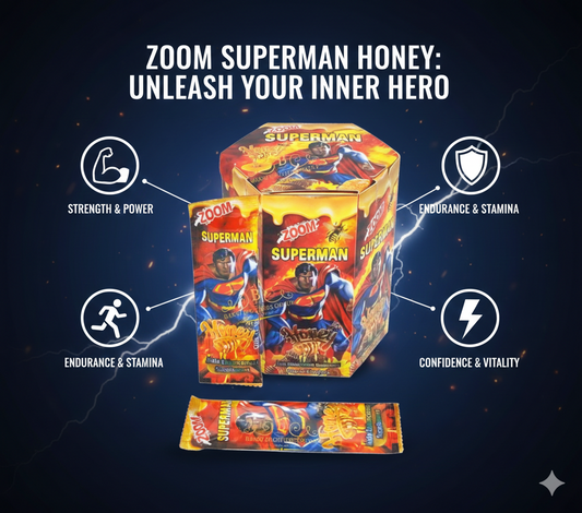 Superman Honey Zoom | Natural Energy & Wellness Boost | Powerful Daily Support | 24 Sachets Box
