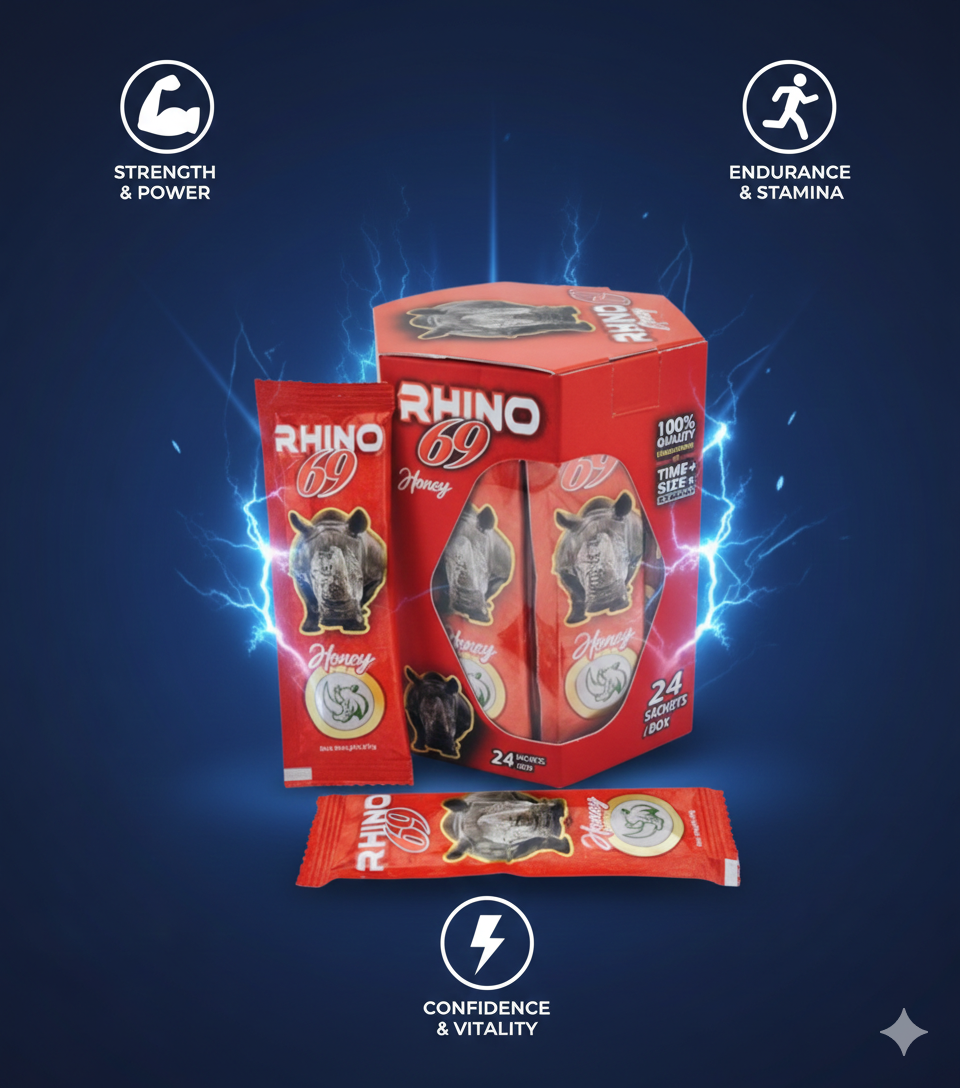 Rhino 69 Honey | 24 Sachets x 20g Each | Case of 12 Boxes | Premium Honey Blend All falvours